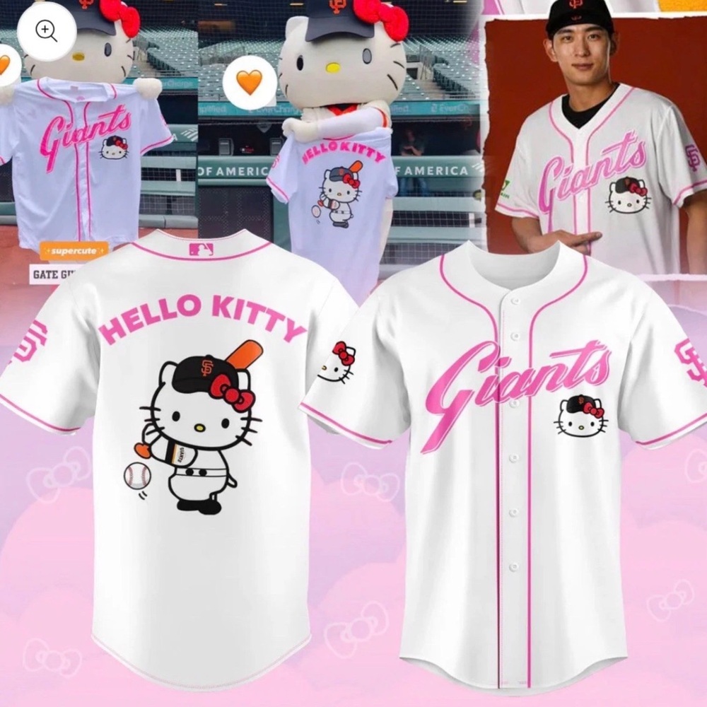 Hello Kitty Giants Jersey Shirt - White and Pink XL - Picture 2 of 2